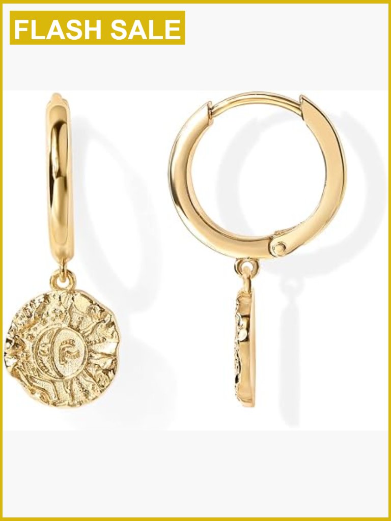 14k Gold Plated Sterling Silver Post Huggie Hoop Drop Dangle Earrings For Women